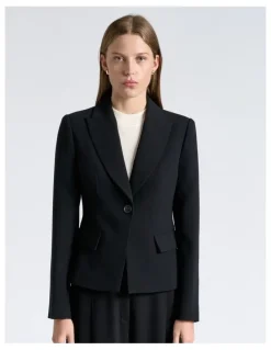 Cue Crepe Cropped Blazer