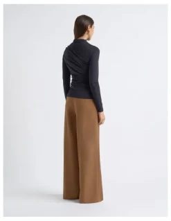 Cue Crepe Mesh Gathered Top