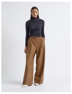 Cue Crepe Mesh Gathered Top