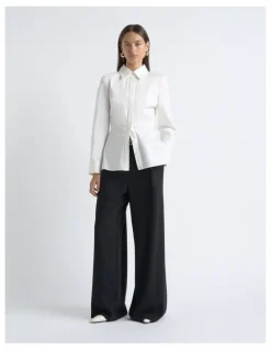 Cue Crepe Pleat Wide Leg Pant