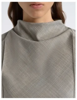 Cue Drape Neck Pin Tuck Top