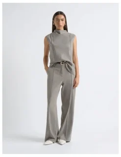 Cue Drape Neck Pin Tuck Top