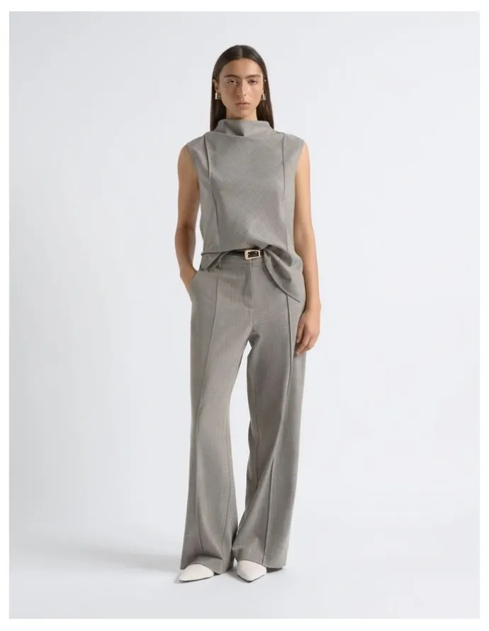 Cue Drape Neck Pin Tuck Top