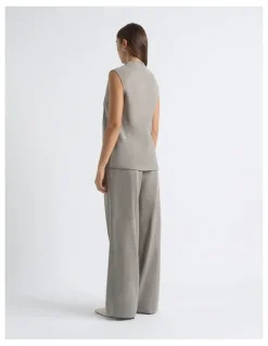 Cue Drape Neck Pin Tuck Top