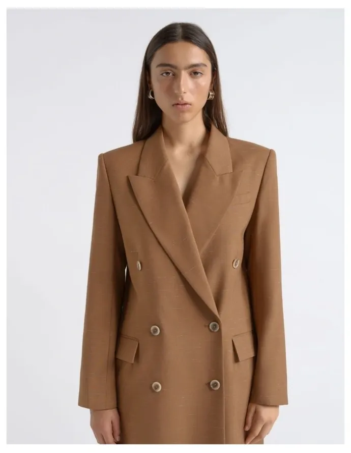 Cue Flecked Double Breasted Coat