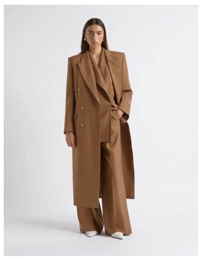 Cue Flecked Double Breasted Coat