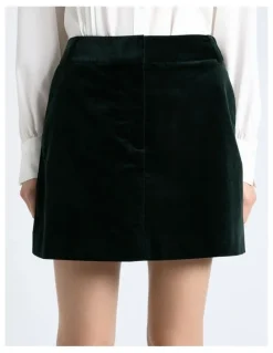 Cue Jade Stretch Velvet Mini Skirt