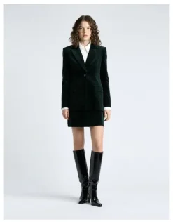 Cue Jade Stretch Velvet Mini Skirt