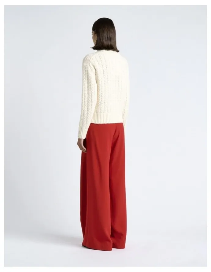 Cue Merino Alpaca Blend Cable Turtle Neck Knit in White