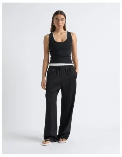 Cue Satin Pin Tuck Pant