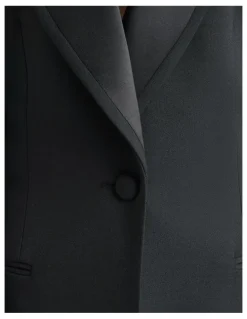 Cue Single Breasted Satin Lapel Coat