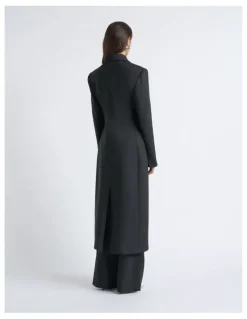 Cue Single Breasted Satin Lapel Coat