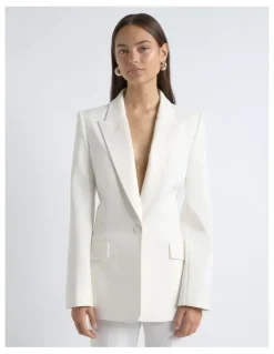 Cue Single Breasted Satin Lapel Blazer