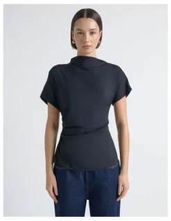 Cue Stretch Viscose Drape Neck Top