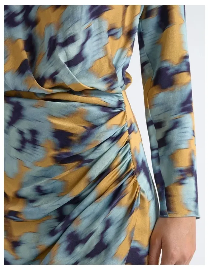 Cue Blurred Floral Drape Dress
