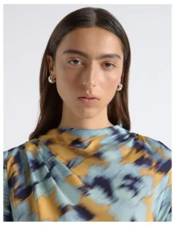 Cue Blurred Floral Drape Dress
