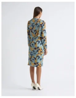 Cue Blurred Floral Drape Dress