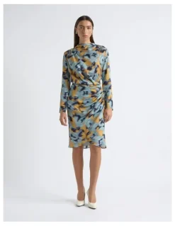 Cue Blurred Floral Drape Dress