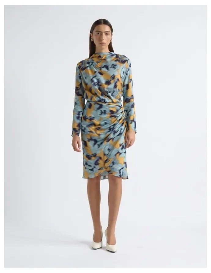 Cue Blurred Floral Drape Dress