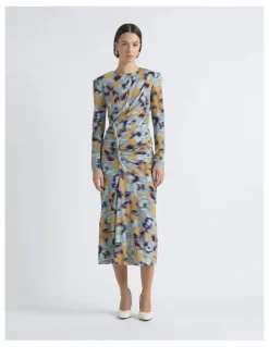 Cue Blurred Floral Twist Midi Dress