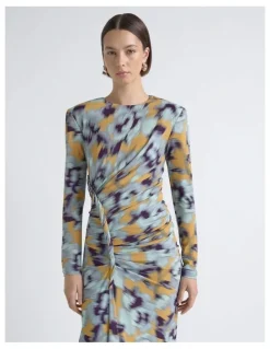 Cue Blurred Floral Twist Midi Dress
