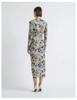 Cue Blurred Floral Twist Midi Dress