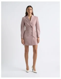 Cue Double Breasted Blazer Dress in Deep Rose
