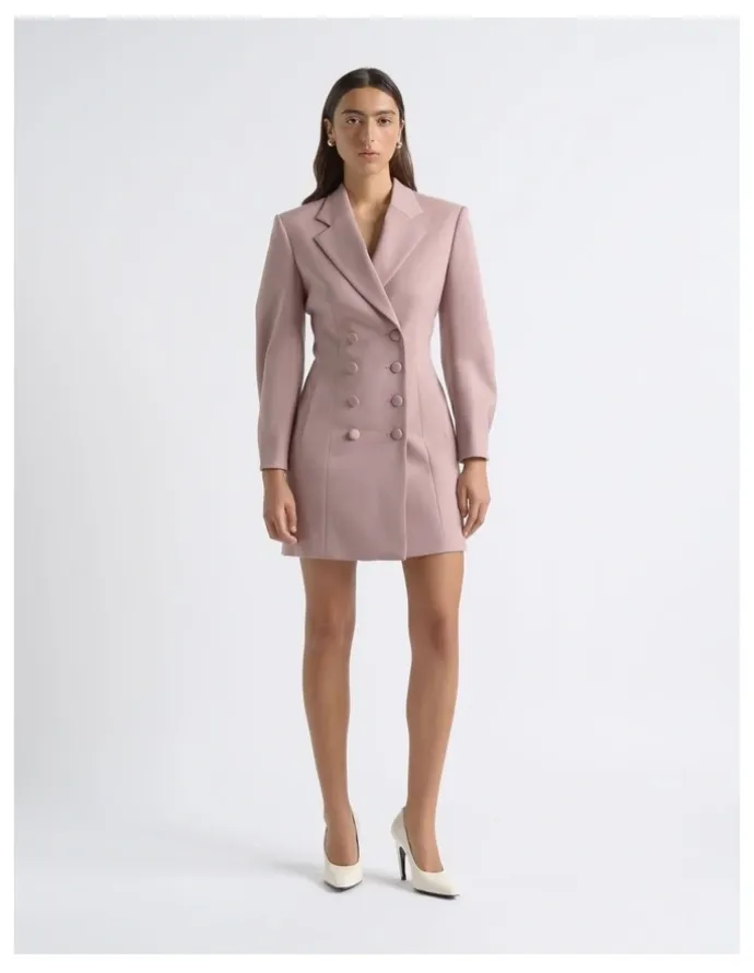 Cue Double Breasted Blazer Dress in Deep Rose
