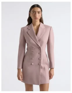 Cue Double Breasted Blazer Dress in Deep Rose