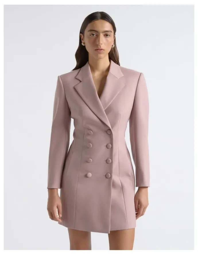 Cue Double Breasted Blazer Dress in Deep Rose