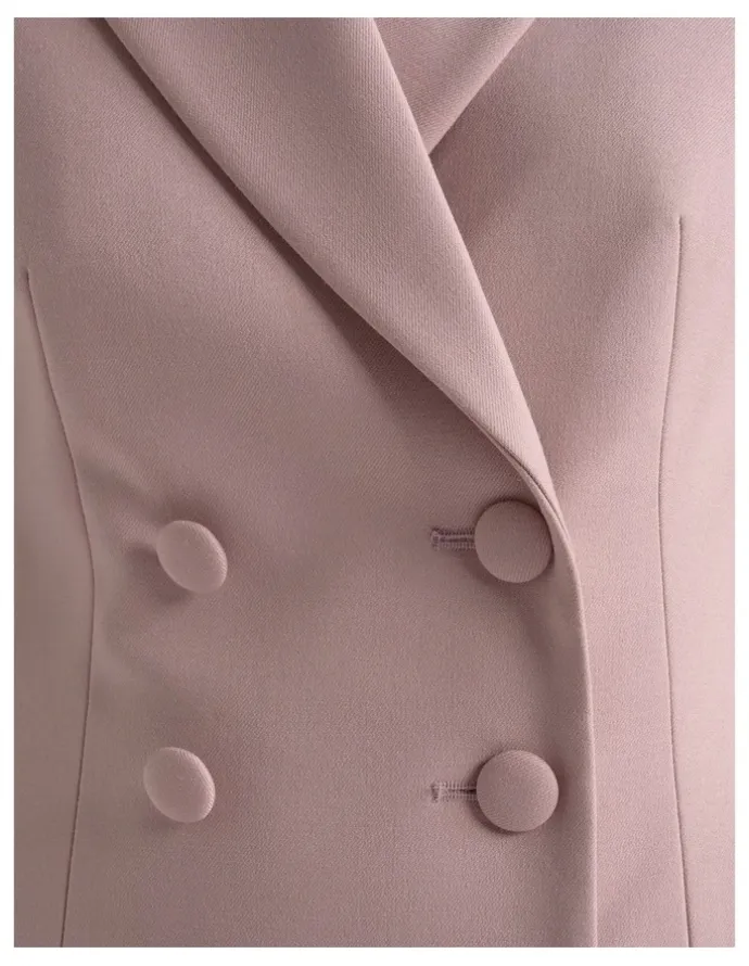 Cue Double Breasted Blazer Dress in Deep Rose