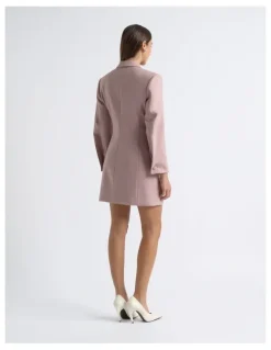 Cue Double Breasted Blazer Dress in Deep Rose