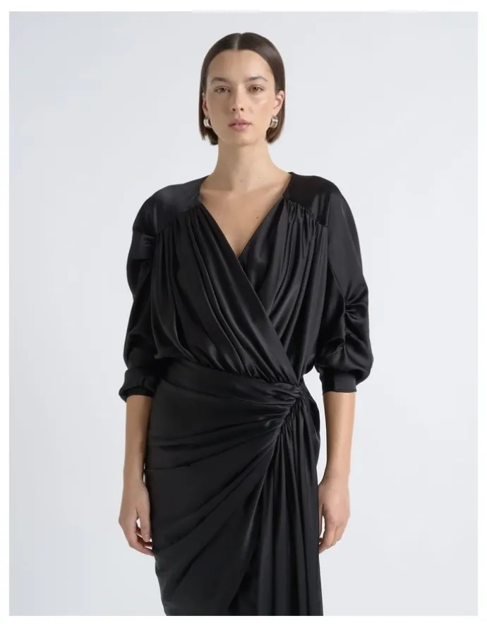 Cue Satin Drape Dress