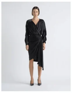 Cue Satin Drape Dress