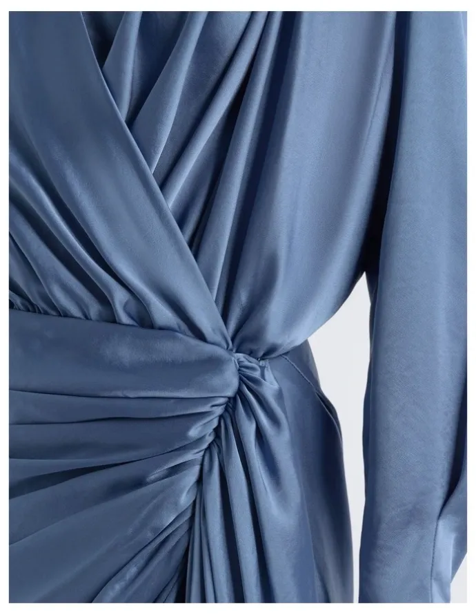 Cue Satin Drape Mini Dress
