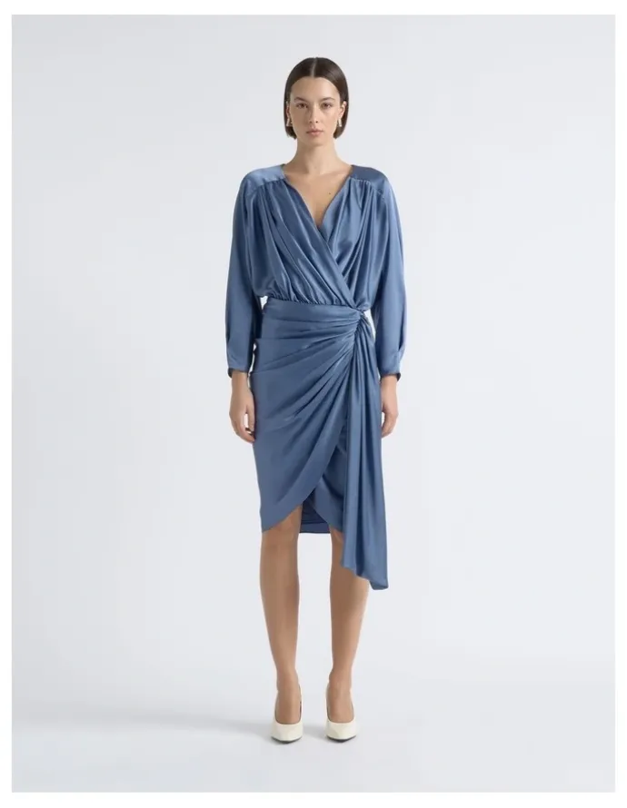 Cue Satin Drape Mini Dress