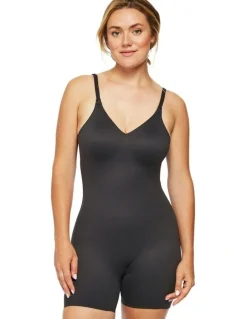 Cupid Shapewear Dress Rehearsal Mid-Thigh Low Back Shapewear Bodysuit in Black