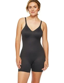 Cupid Shapewear Dress Rehearsal Mid-Thigh Low Back Shapewear Bodysuit in Black