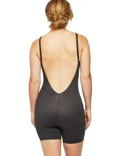Cupid Shapewear Dress Rehearsal Mid-Thigh Low Back Shapewear Bodysuit in Black