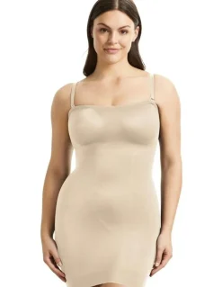 Cupid Shapewear Sleek Essentials Convertible-to-Strapless Shaper Slip in Warm Beige