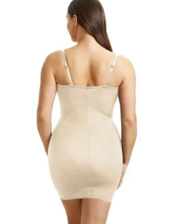 Cupid Shapewear Sleek Essentials Convertible-to-Strapless Shaper Slip in Warm Beige