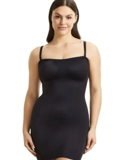 Cupid Shapewear Sleek Essentials Convertible-to-Strapless Shaper Slip in Black