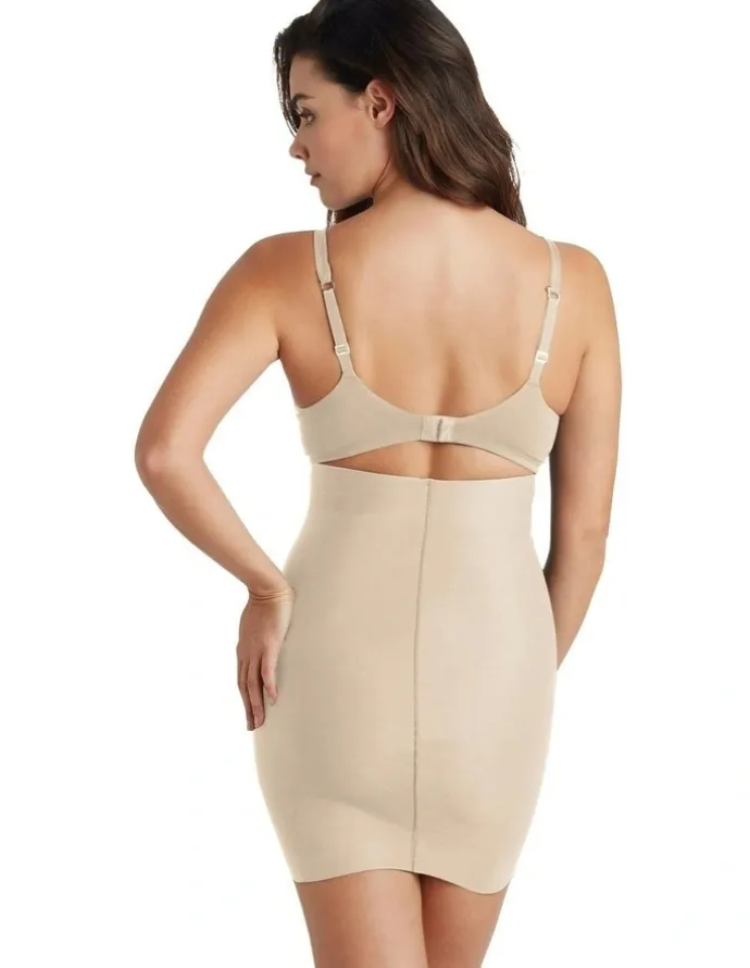 Cupid Shapewear Sleek Essentials High Waist Shaper Slip Skirt in Warm Beige