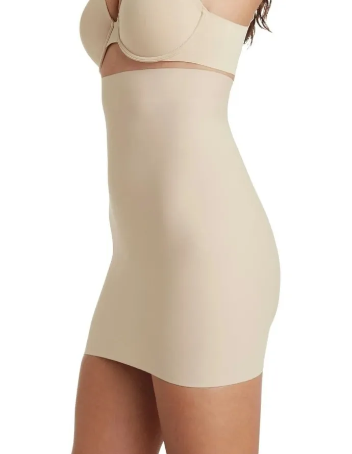 Cupid Shapewear Sleek Essentials High Waist Shaper Slip Skirt in Warm Beige