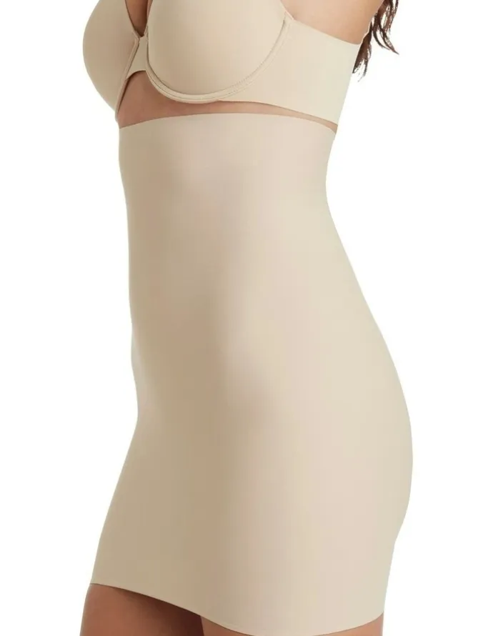 Cupid Shapewear Sleek Essentials High Waist Shaper Slip Skirt in Warm Beige