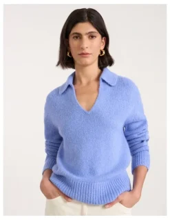 David Lawrence Alessa Polo Knit in Periwinkle