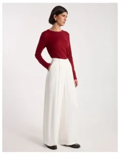 David Lawrence Bronte Wide Leg Pant in Ivory