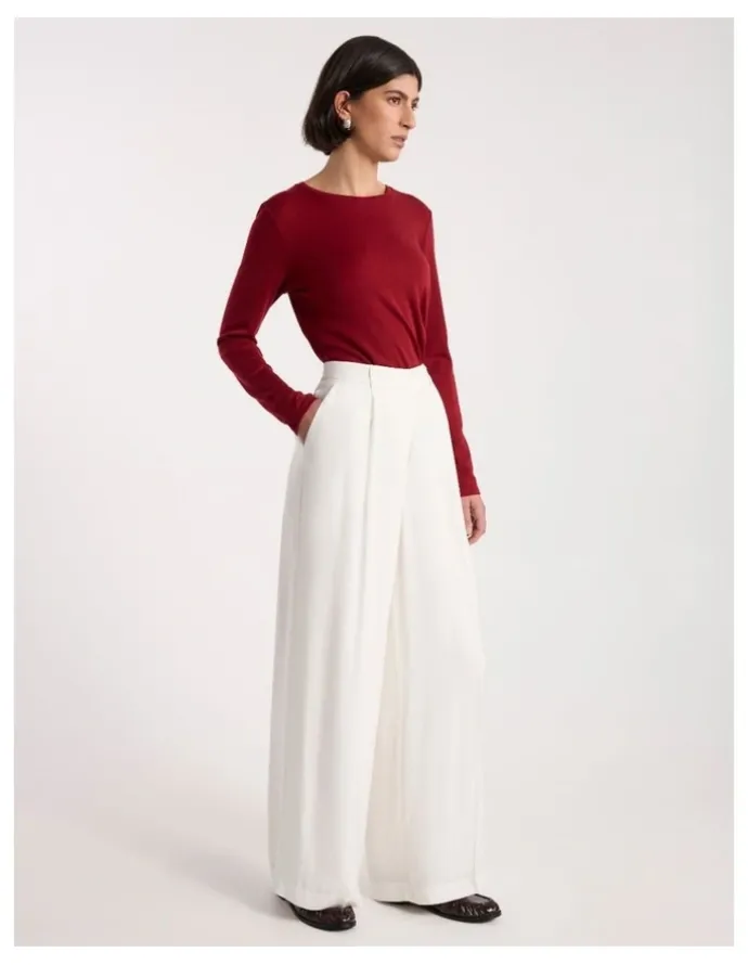 David Lawrence Bronte Wide Leg Pant in Ivory