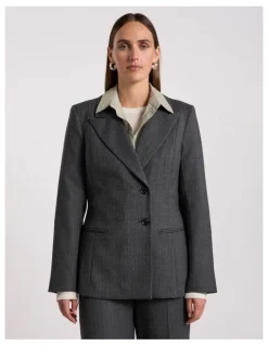 David Lawrence Domini Pinstripe Blazer in Charcoal Stripe