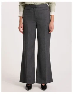 David Lawrence Domini Pinstripe Wide Leg Pant in Charcoal Stripe